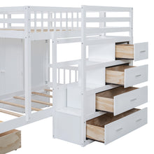 Load image into Gallery viewer, Full Over Twin Bunk Bed with Wardrobe, Drawers, White
