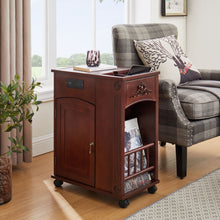 Load image into Gallery viewer, Traditional End Table With Charging Station, Narrow Side Table With USB Ports And Outlets - Red Walnut
