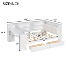 Load image into Gallery viewer, Platform Bed With Storage Shelves, Drawers, Charging Station, LED, Desk

