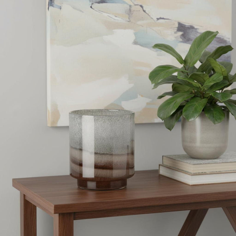 Ombre Round Table Vase - Gray / Brown