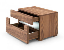 Load image into Gallery viewer, Dazzling Contemporary Led Nightstand With Two Drawers - Walnut
