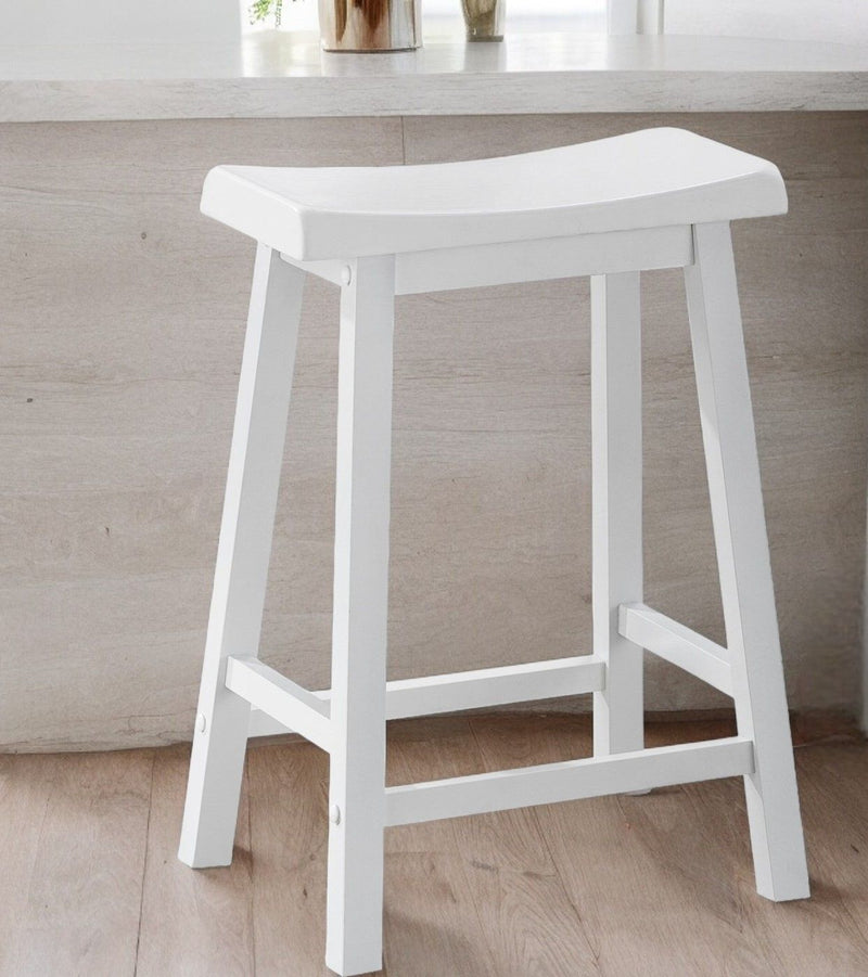 48" Solid Wood Backless Bar Chairs (Set of 2) - White