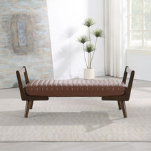 Load image into Gallery viewer, Mid-Century Bench With Wood Legs
