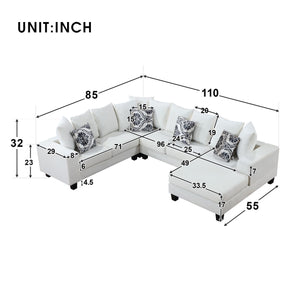 [VIDEO provided] [New] 110*85" Modern U Shape Sectional Sofa, Velvet Corner Couch with Lots of Pillows Included,Elegant and functional indoor furniture for Living Room, Apartment, Office,2 Colors