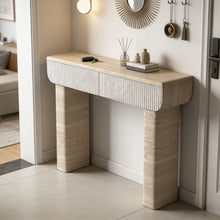 Load image into Gallery viewer, Entryway Table With 2 Hidden Handle Drawers For Entrance - Beige / Yellow
