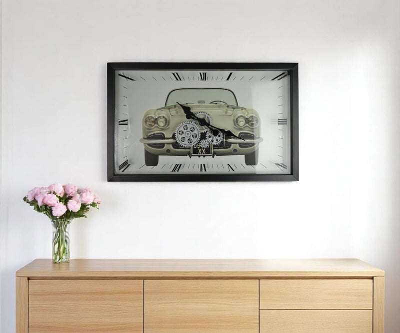Silent Analog Exposed Gear Wall Clock - Black / Silver / White