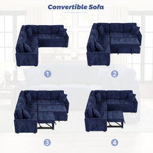 Load image into Gallery viewer, L-Shape Sofa Bed Pull-Out Sleeper Sofa With Wheels, USB Ports, Power Sockets For Living Room
