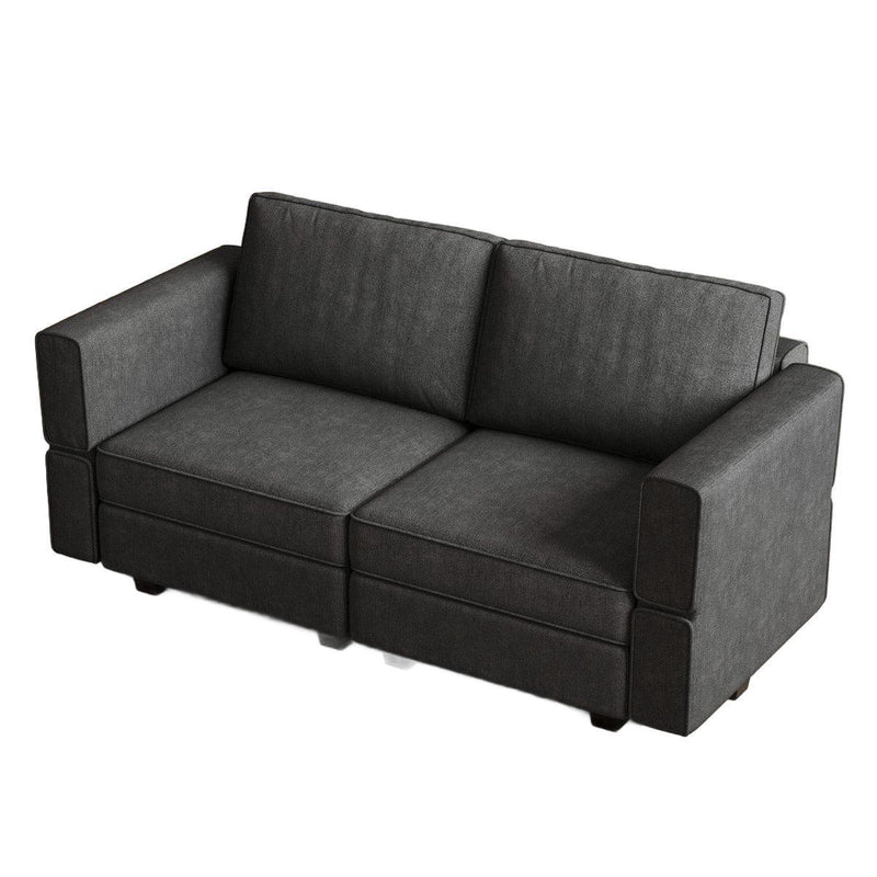 And Black Chenille Modular Loveseat With Storage - Dark Gray