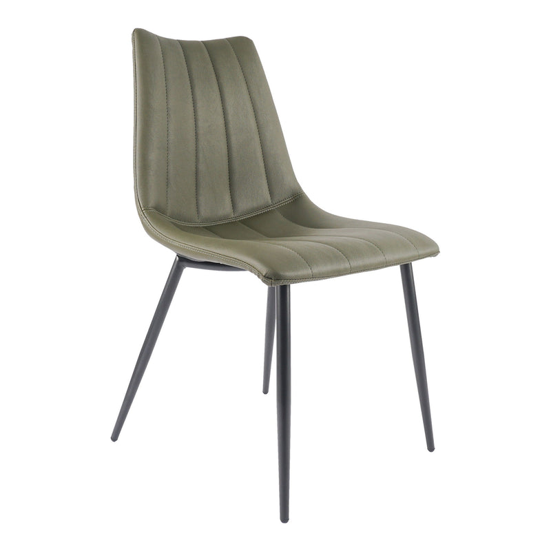 Upholstered Faux Leather Dining Side Chairs (Set of 2) - Dark Green