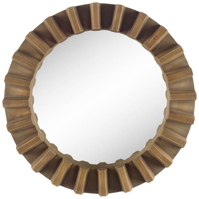 26" Round Framed Accent Mirror - Brown