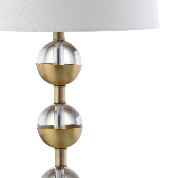 Round Bedside Lamps With Drum Shades (Set of 2) - White / Gold / Clear