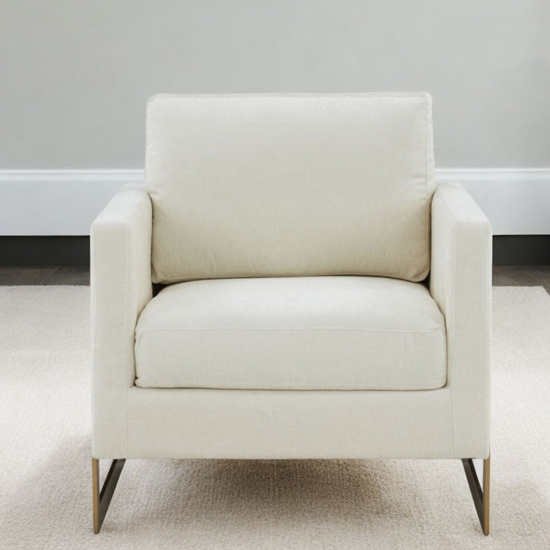 Upholstered Arm Chair - Cream And Gold