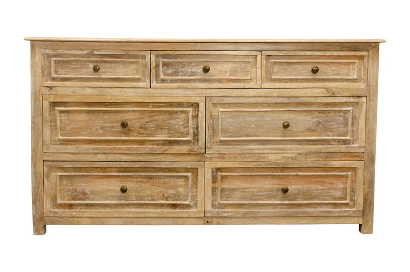 68" Solid Wood Seven Drawer Dresser - Natural