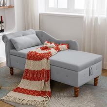 Load image into Gallery viewer, Chaise Lounge Indoor, Lounge Chair For Bedroom With Storage &amp; Pillow, Modern Upholstered Rolled Arm Chase Lounge For Sleeping With Nailhead Trim For Living Room Bedroom Office
