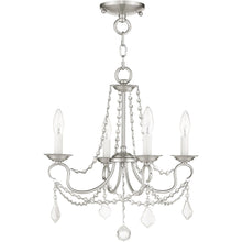 Load image into Gallery viewer, 17" Four Light Metal Dimmable Chandelier With Shades - Nickel
