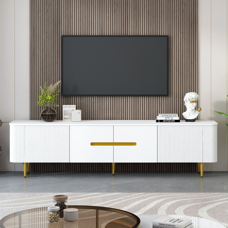 TV Stand For TVs, Media Console With 4 Spacious Cabinets For Living Room