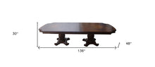 Load image into Gallery viewer, 136" Solid Wood And Solid Manufactured Wood Double Pedestal Base Dining Table - Brown
