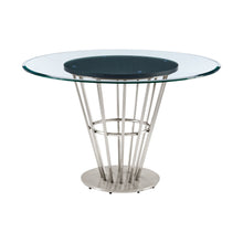 Load image into Gallery viewer, 48" Glass And Stainless Steel Pedestal Base Round Top Dining Room Table - Brown
