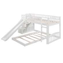 Load image into Gallery viewer, Stairway Twin over Twin Bunk Bed with Two Drawers and Slide, White(OLD SKU :LP000156AAK)
