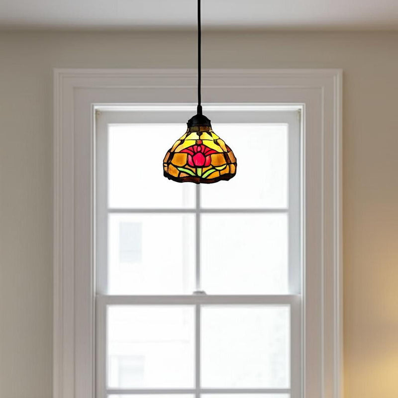 Unique Statement Tiffany Glass Dimmable Chandelier With Shades - Red / White