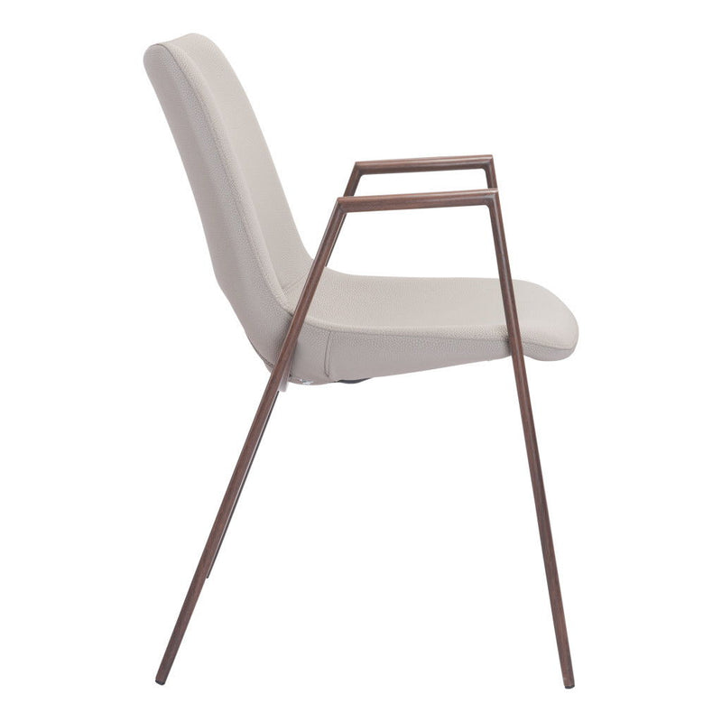 Upholstered Faux Leather Dining Arm Chairs (Set of 2) - Beige