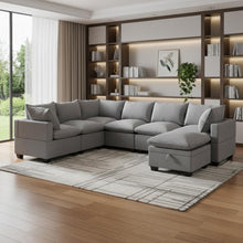 Load image into Gallery viewer, 93" Fabric Modular Sofa With Black Legs - Gray
