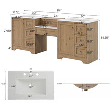 Load image into Gallery viewer, Double Sink Bathroom Vanity With Countertop, 2 Ceramic Sinks, 6 Drawers, Soft Close Design
