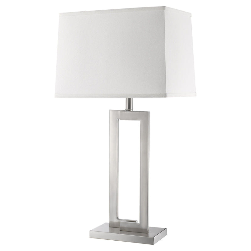 Metal Table Lamp With White Rectangular Shade - Silver
