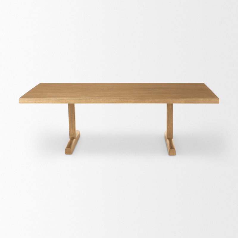 55" Solid Wood Double Pedestal Coffee Table - Natural