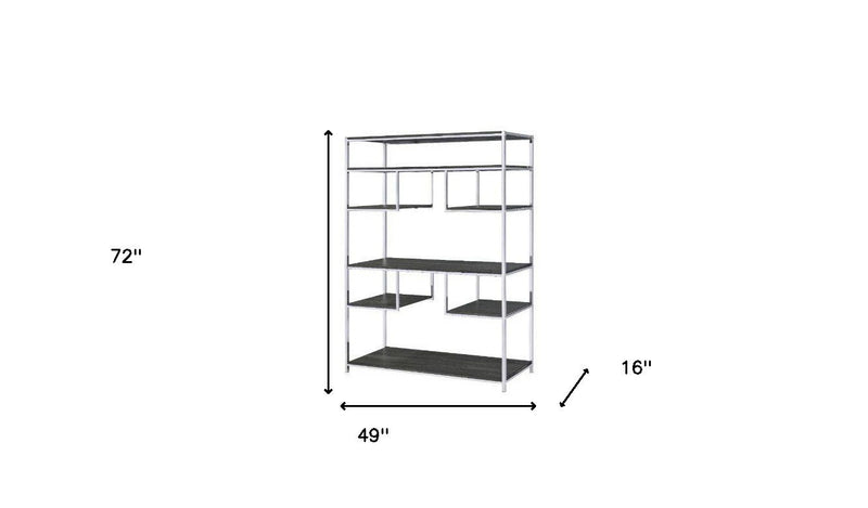 And Seven Tier Geometric Bookcase - Gray / Silver