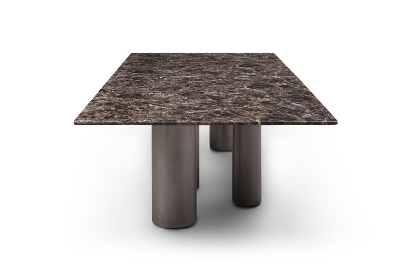 Marble Stainless Steel Dining Table - Brown / Black