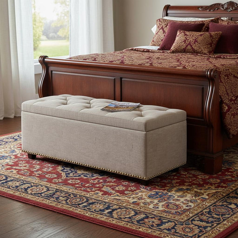 44" Upholstery Storage Ottoman - Dark Brown
