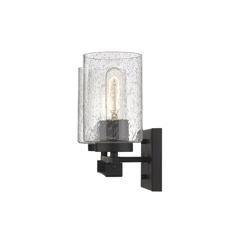 Metal And Textured Glass Two Light Wall Sconce - Bronze