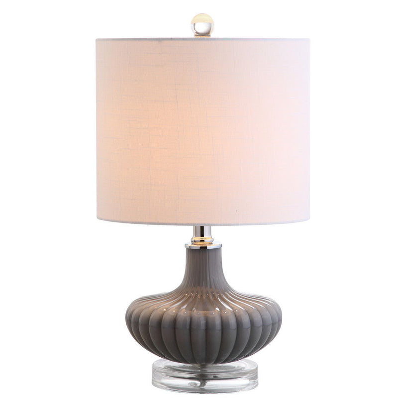 18" Novelty Table Lamp LED With Drum Shade - Gray