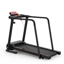 Load image into Gallery viewer, Home Fitness Treadmill With Extended Handrails, Portable Foldable Design - Black / Orange
