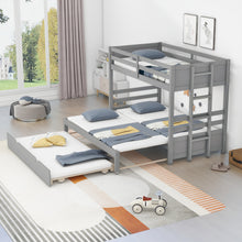 Load image into Gallery viewer, Twin over Pull-out Bunk Bed with Trundle, Gray
