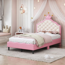 Load image into Gallery viewer, Lovely Crown Fantasy Princess Bed With Tufted Headboard
