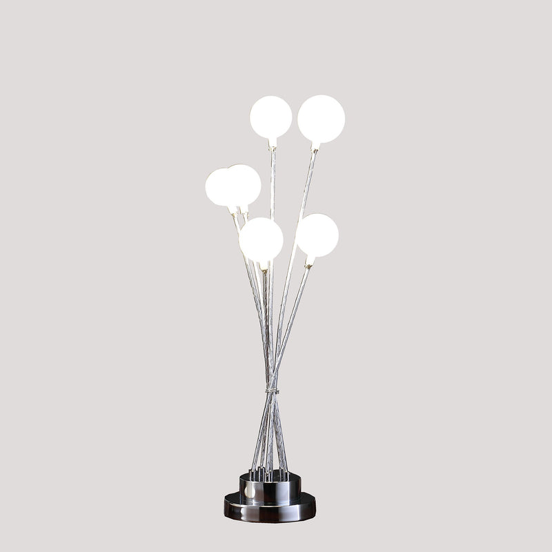 Chrome Six Light Globe Desk or Table Lamp - Silver