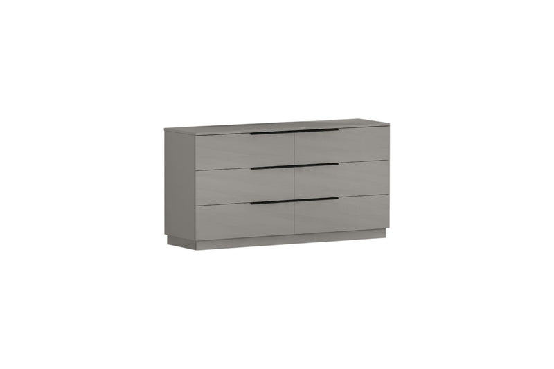 62" Wood Six Drawer Double Dresser - Gray