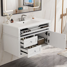Load image into Gallery viewer, Modern Wall Mounted Floating Cabinet With Double Drawer And Sink
