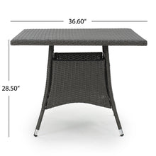 Load image into Gallery viewer, Outdoor Rattan Square Dining Table With 4 Legs - Gray
