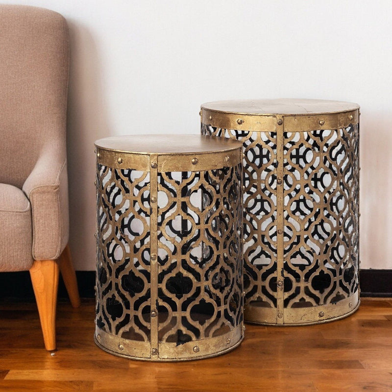 Round End Table (Set of 2) - Gold