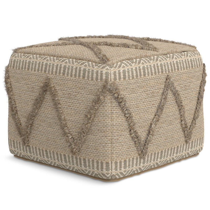 Wool Pouf Ottoman - Brown