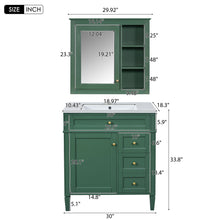 Load image into Gallery viewer, Bathroom Vanity With Top Sink, 2 Doors And 3 Drawers, Freestanding Set With Mirror Cabinet
