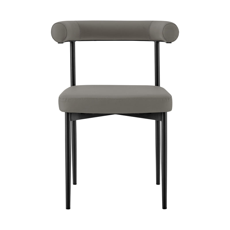 Faux Leather Open Back Dining Side Chairs (Set of 2) - Gray