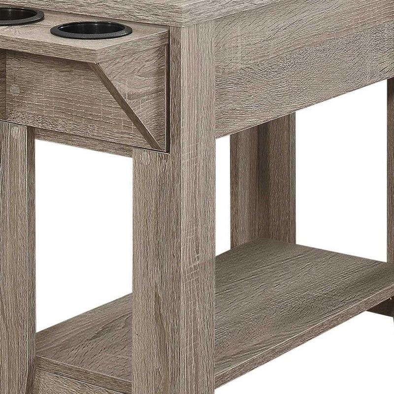 Wood End Table With Shelf - Taupe