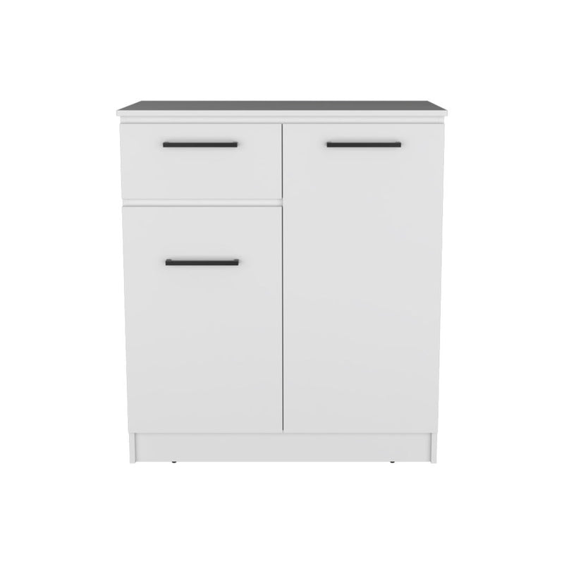 37" Wood Accent Cabinet With Two Doors And One Drawer - White