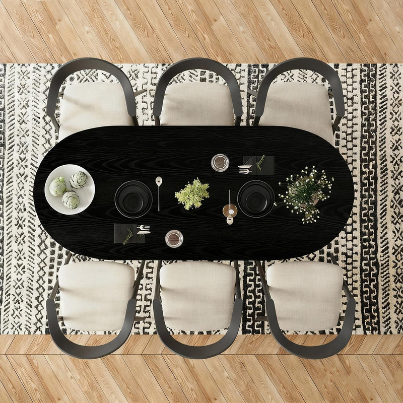 Reclaimed Oval Dining Table - Black