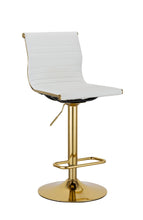 Load image into Gallery viewer, Faux Leather And Metal Low Back Adjustable Height Bar Chairs (Set of 2) - White And Gold
