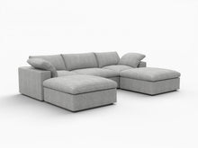 Load image into Gallery viewer, 120" 2 Piece Living Room Set Blend Modular Sofa With Ottoman Storage - Light Gray
